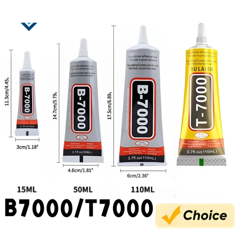 1개 15ML 50ML 110ML B-7000 투명 접착제 휴대폰 수리용 접착제 유리 플라스틱 DIY 글루 T-7000 정밀 도포기 포함