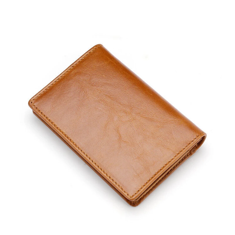 Rfid Cow Leather Business Card Holder Credit Card Small Wallet Mens Slim ID Tags