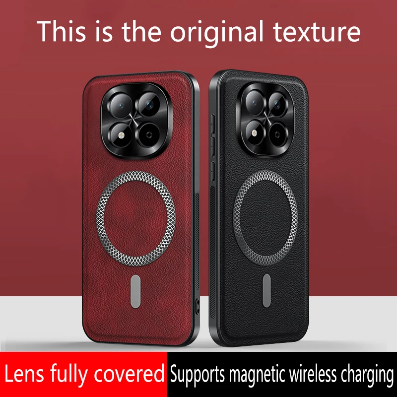 Magnetic Shockproof Leather Phone Case with Metal Camera Protector