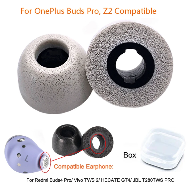 

1Pair Memory Foam Earplugs For OnePlus Buds Pro,Z2 TWS Compatible,Wireless Headphones,Non-slip, Fall-proof, Soundproof