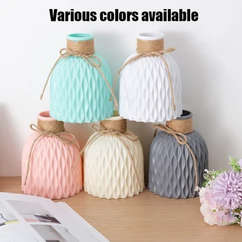 Vaso di fiori moderno Bianco Rosa Blu Vaso di plastica Vaso di fiori Cesto Nordic Home Soggiorno Decorazione Ornamento Disposizione dei fiori 1