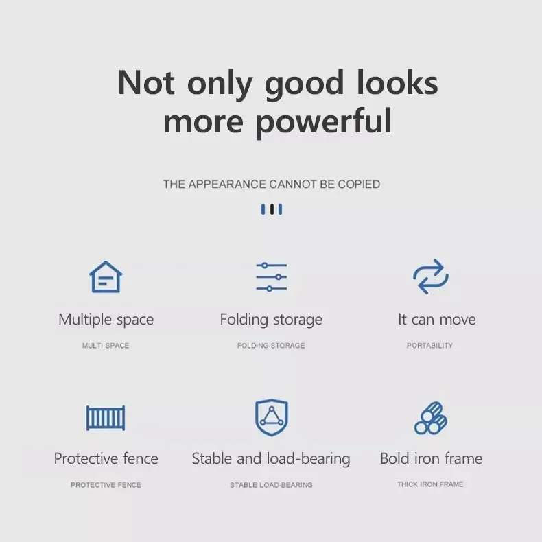 Description Picture 3 of itemStorage Rack Foldable Large Iron Frame Metal Storage Folding Kitchen Shelf No Installation Flower Stand Book Shelf Furniture