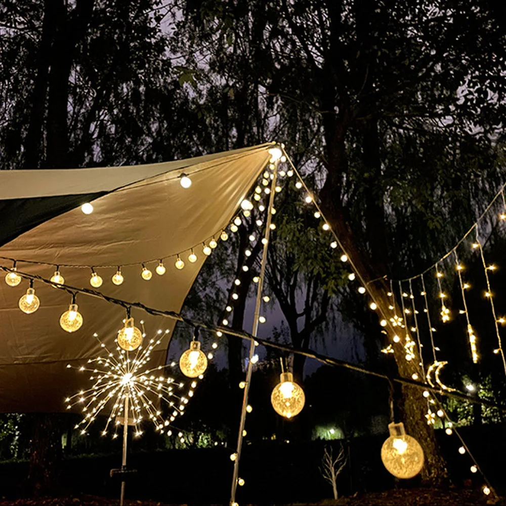 100 Led Solar String Lights Outdoor Crystal Fairy Light Chritmas Garland 8 Modes Waterproof Patio Light for Garden Party Decor solar light bulb