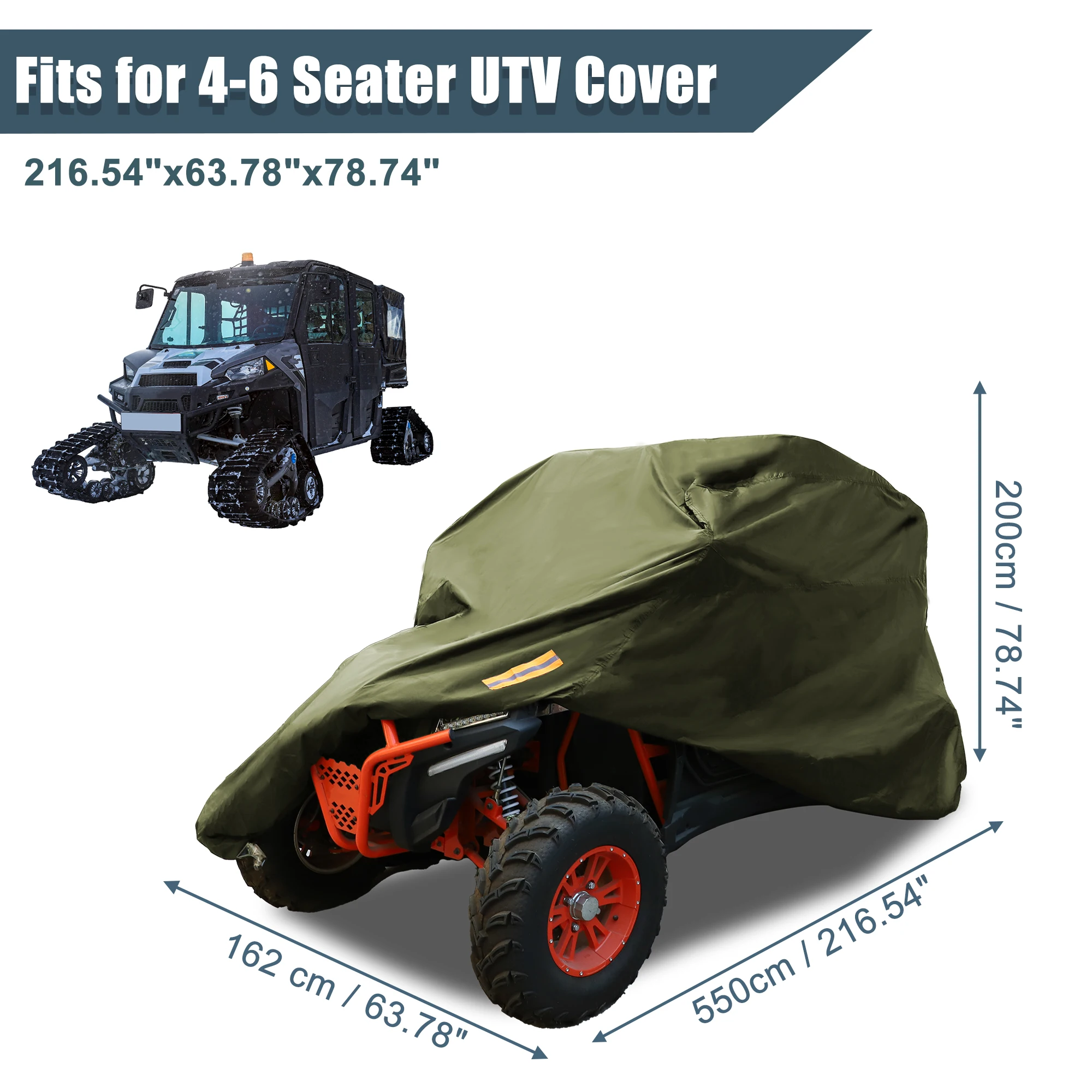 

UTV Cover Waterproof All Weather Protection Covers 210D Army Green 4-6 Seater for Polaris RZR XP for Ranger Crew XP General 900
