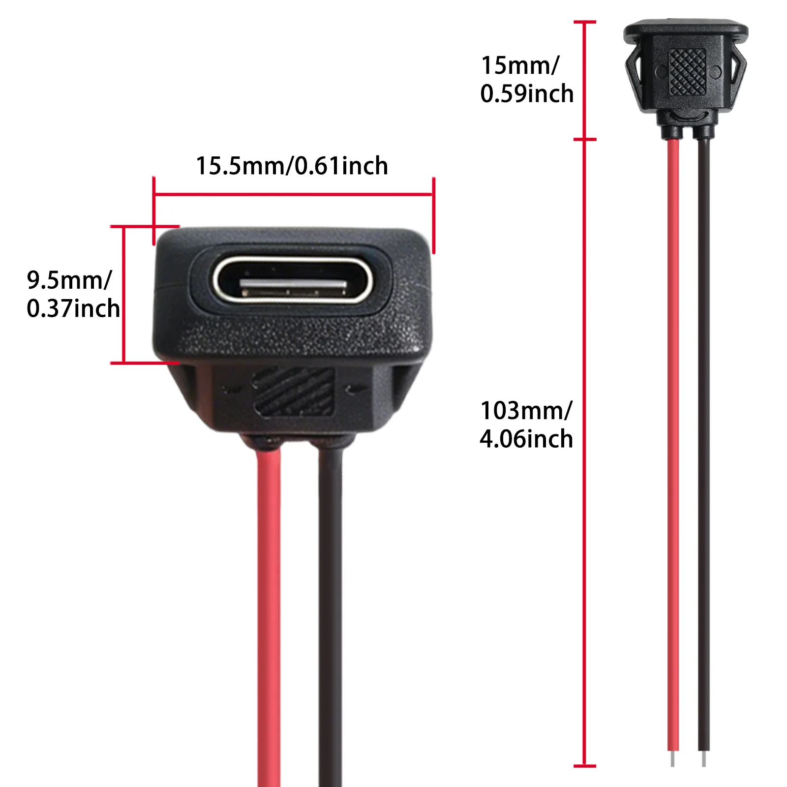 Waterproof Type-C Female Socket Connector with Card Buckle - 5/10/20pcs Pack