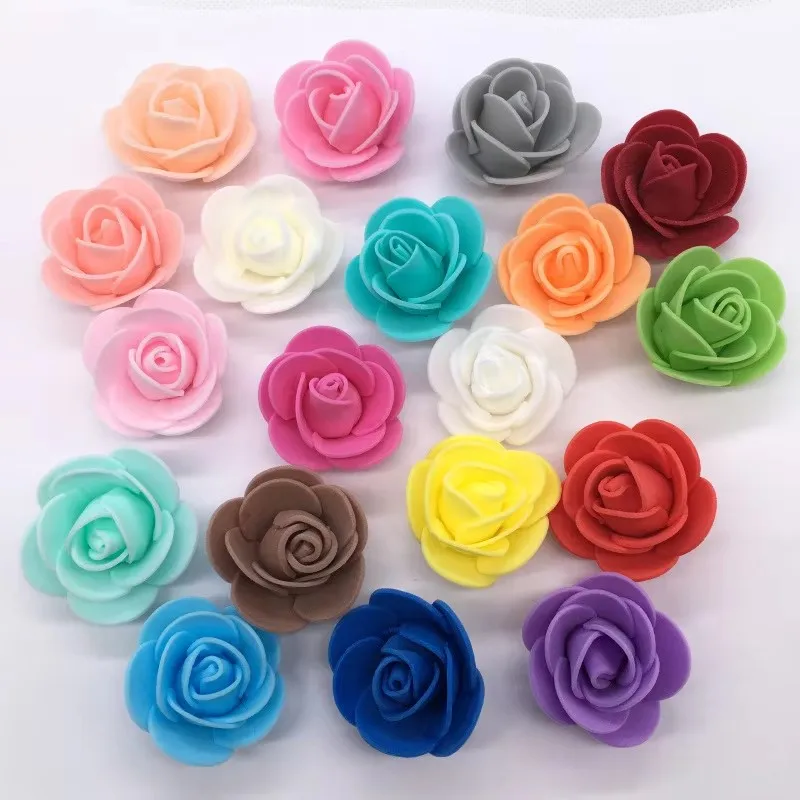 100Pcs 3.5cm PE Foam Rose Flower Heads Artificial Flower DIY Handwork ...