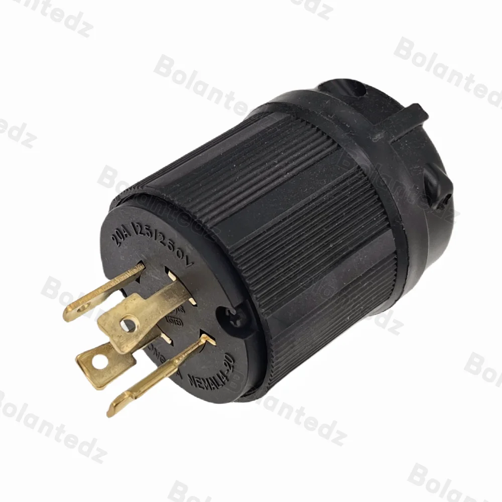 UL 20A 250V NEMA L14-20P L14-20R US Locked Receptacle Industry Plug Panel Socket America 4 Pole Wired Connector Plug Black