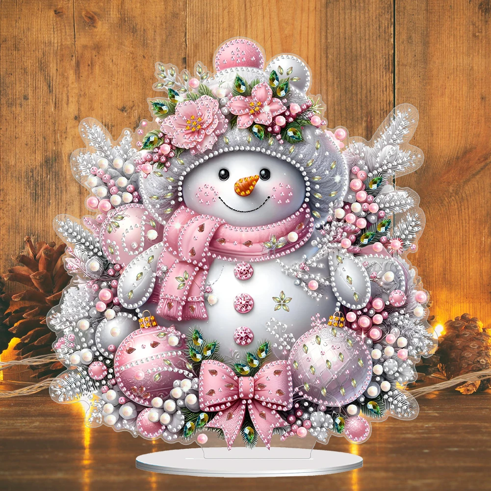 Christmas Snowman Diamond Painting Tabletop Ornaments Kit Diamond Painting Desktop Decorations for Home Office Desktop Decor