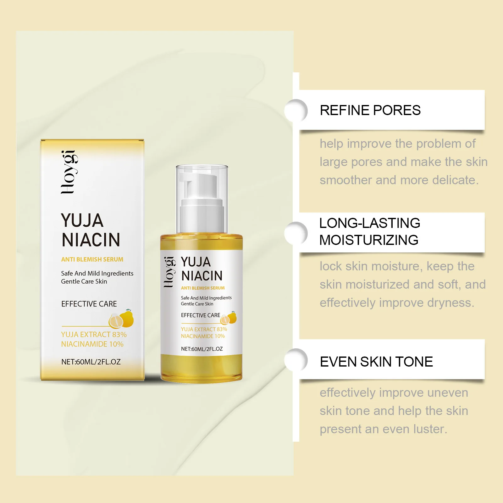 HOYGI Niacinamide Facial Serum Hydrating and Moisturizing Facial Skin Care Serum Shrinking Pores Maintaining Skin Elasticity 5