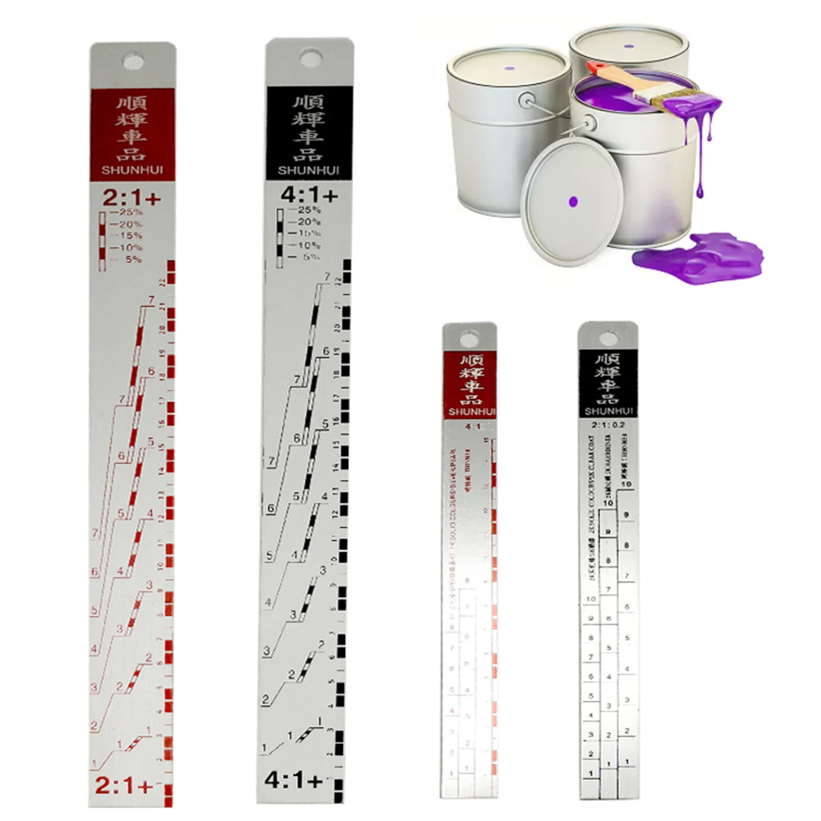 Mixing Tool Standard Car Paint Ruler Suitable for Cars Paint Ruler Ruler Paint Tool Black/R-ed Rulers Drop shipping