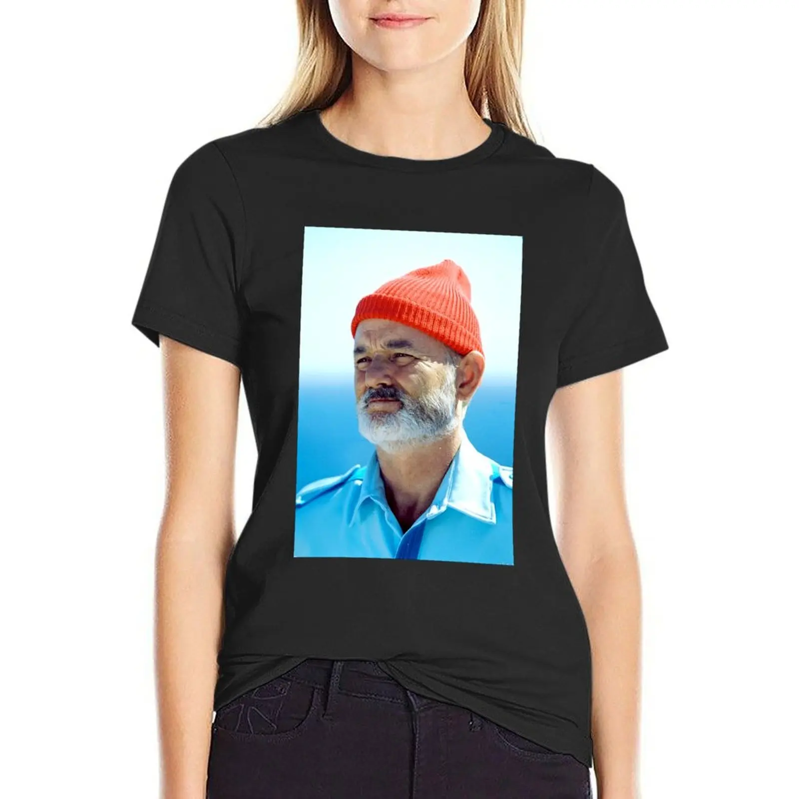 Bill Murray as Steve Zissou T-Shirt summer tops graphics white t-shirts for Women