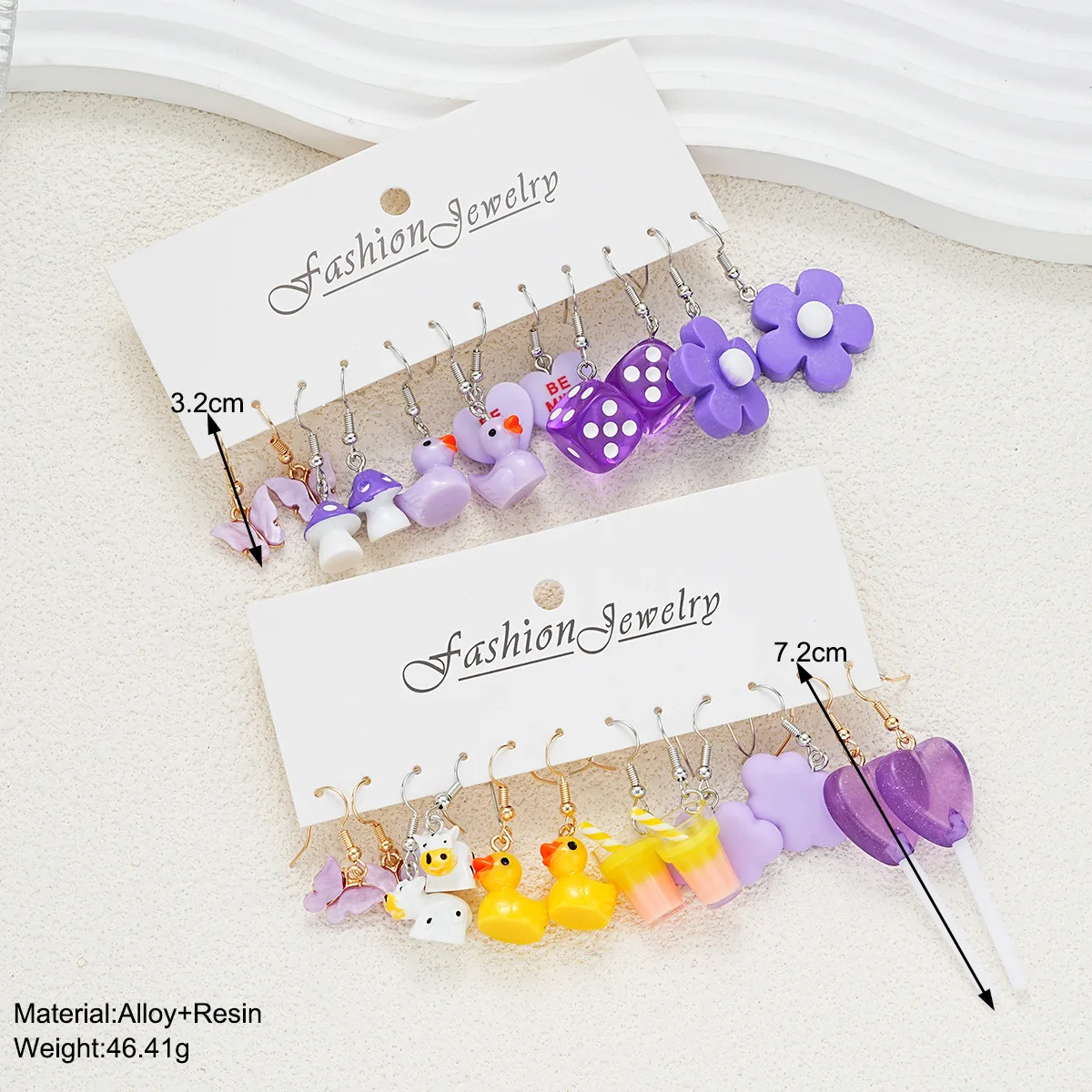 New Fashion Cute Cartoon Earring Set For Women Colorful Dopamine Acrylic Earrings Girls New Trendy Jewelry Accessories Gifts