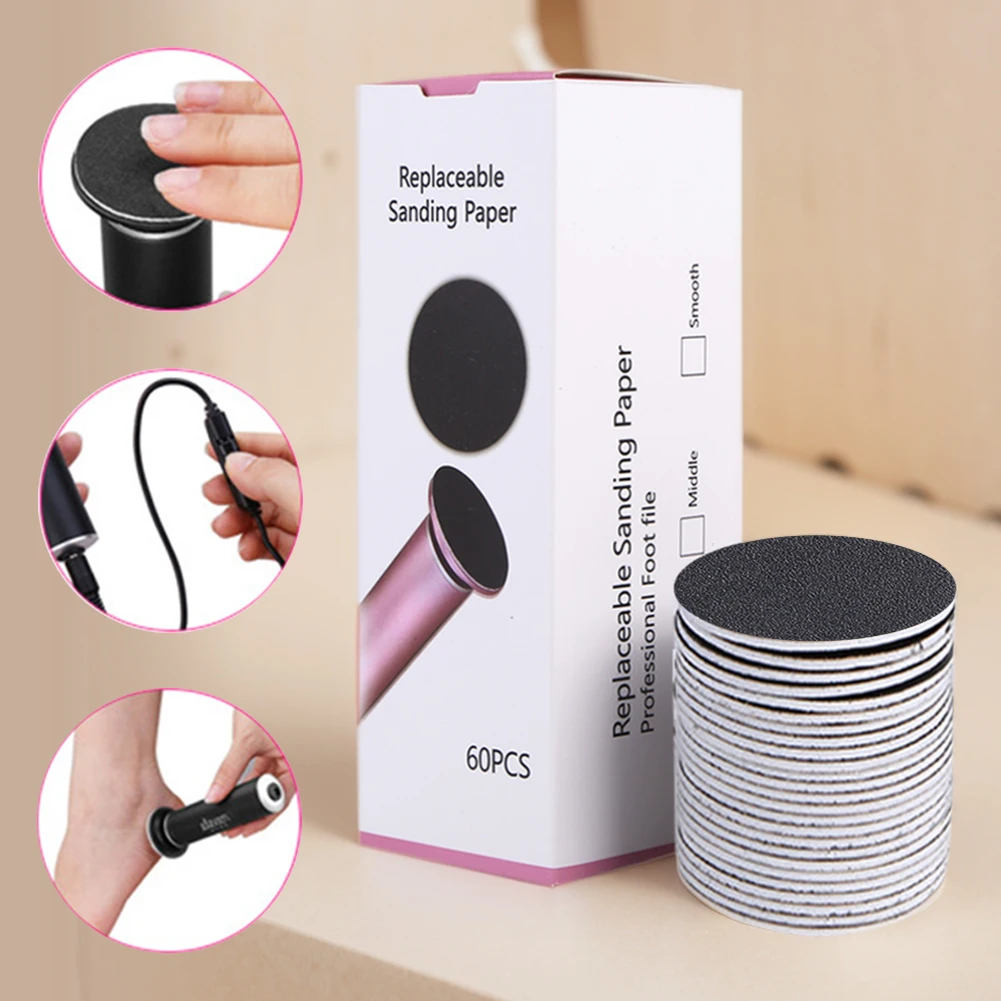 60Pcs 43mm Foot Dead Skin Remove Sanding Paper Callus Remover Sandpaper Replacement Sandpaper Discs Pedicure Tools
