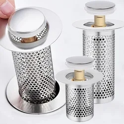 Stainless Steel Floor Drain Filter Washbasin Plug Anti Odor Pop-Up Bounce Core Basin Stopper Hair Catcher Shower Sink Strainer