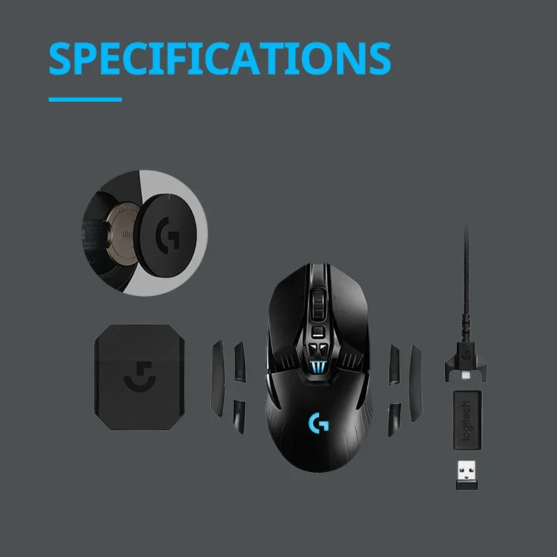 로지텍 G903 LIGHTSPEED 무선 게이밍 마우스, 180시간 긴 배터리 수명, 액세서리