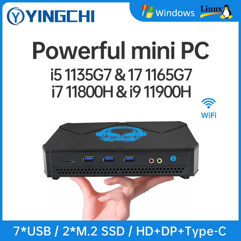 Настольный игровой мини-компьютер YINGCHI, Intel Core i5 1135G7 i7 1165G7/11800H i9 11900H Windows10