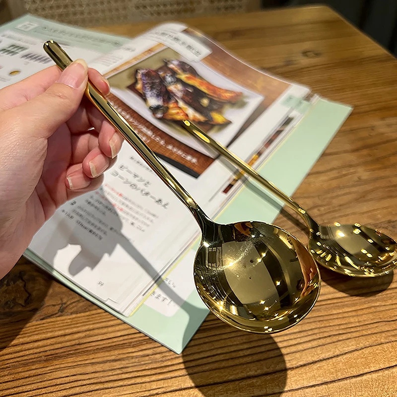 Creative Korean Head Spoon Western Food Long Handle Spoon Stainless Steel Large Square Kitchen Dessert Ice Cream Tableware