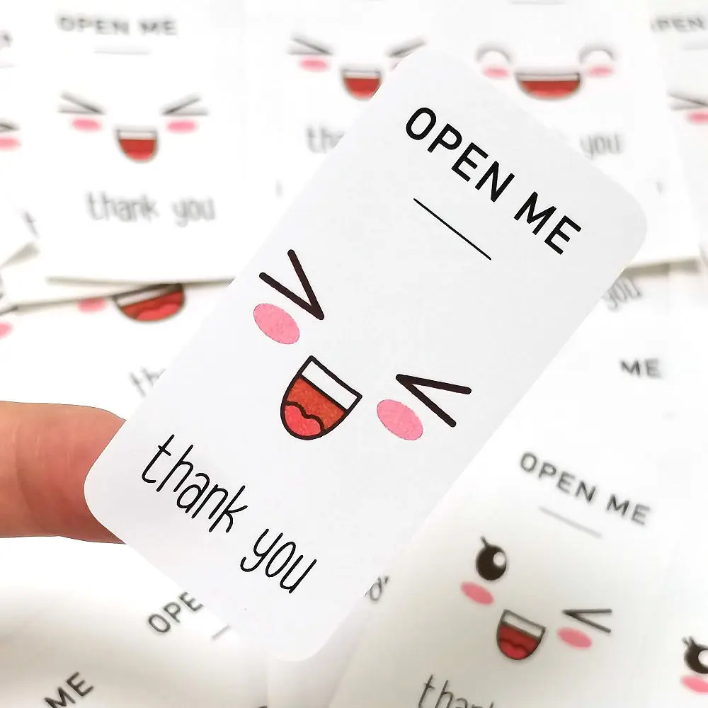

Милые уплотнительные наклейки Open Me, Спасибо за ваши этикетки для маленького бизнеса, подарочная упаковка, декоративный конверт, печать, наклейки для доставки
