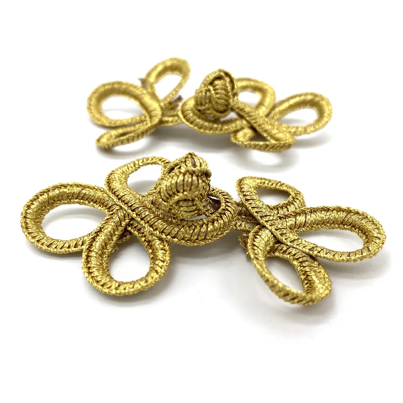 10-100 Pairs Gold & Silver Chinese Handmade Cheongsam Buttons Knot Fastener Closures DIY Sewing 4