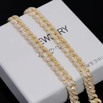 10mm Diamond Cuban Link Chain White Gold/18K Gold Plated Bling 5A+ CZ Necklace Rapper Hip Hop Luxury Jewelry for Men and Women 6