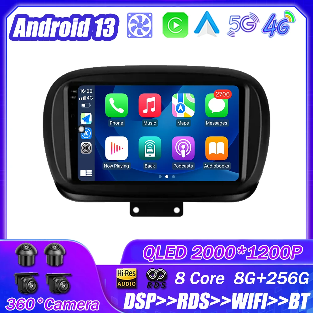

Android13 For Fiat 500X 2014 - 2020 Car Radio Multimedia Player Navigation Stereo GPS Auto Head Unit NO 2Din WIFI 5G DSP 4G