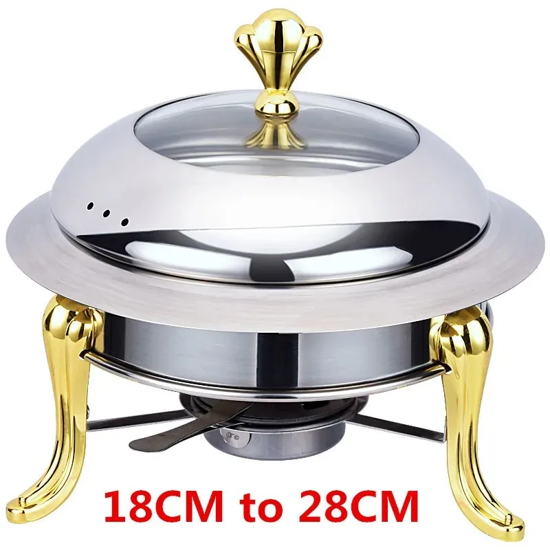 

Golden stainless steel alcohol stove household commercial Removable small chafing dish solid fuel boiler small cooking hot pots