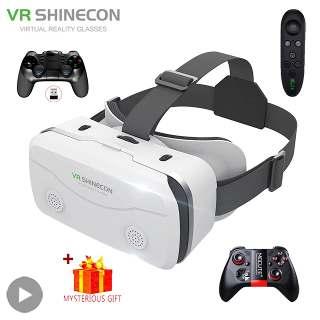 3D VR Headset with Controller Virtual Reality Smart Glasses Helmet 7in  Lenses