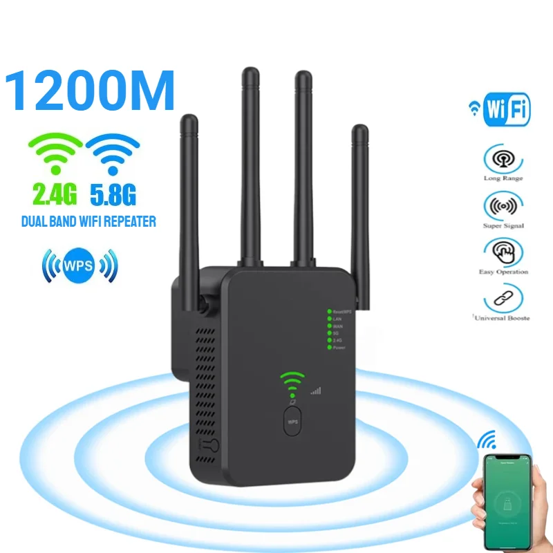 1200Mbps Wireless Wifi Repeater Wifi Range Extender Wifi Signal Booster 5G 2.4G Dual-Band Amplificatore Di Rete Router Wifi