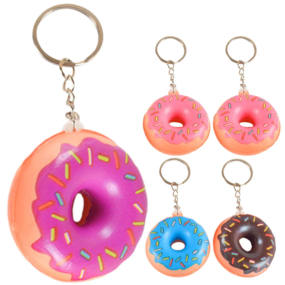

5 Pcs Bulk Toys Donut Keychain Keychains Pendant Car Bag Hanging Decor Decorative For Cartoon Keyring Child