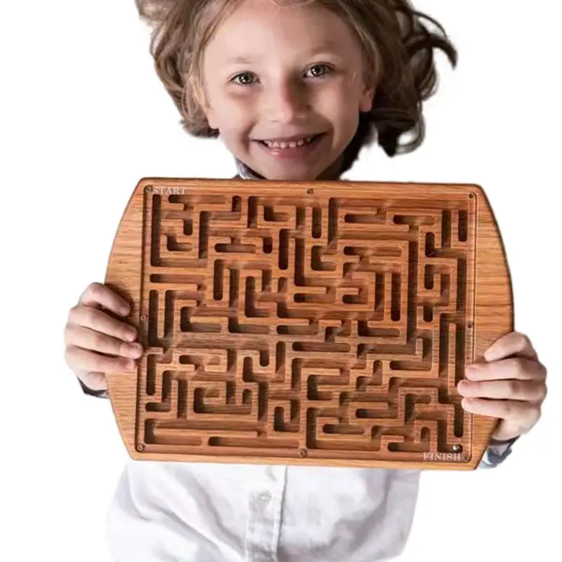 

Wooden Square Maze Board Educational Toy Brain Game Challenge Toy 3D Wooden Balance Training Toy Develop Intelligence Toy