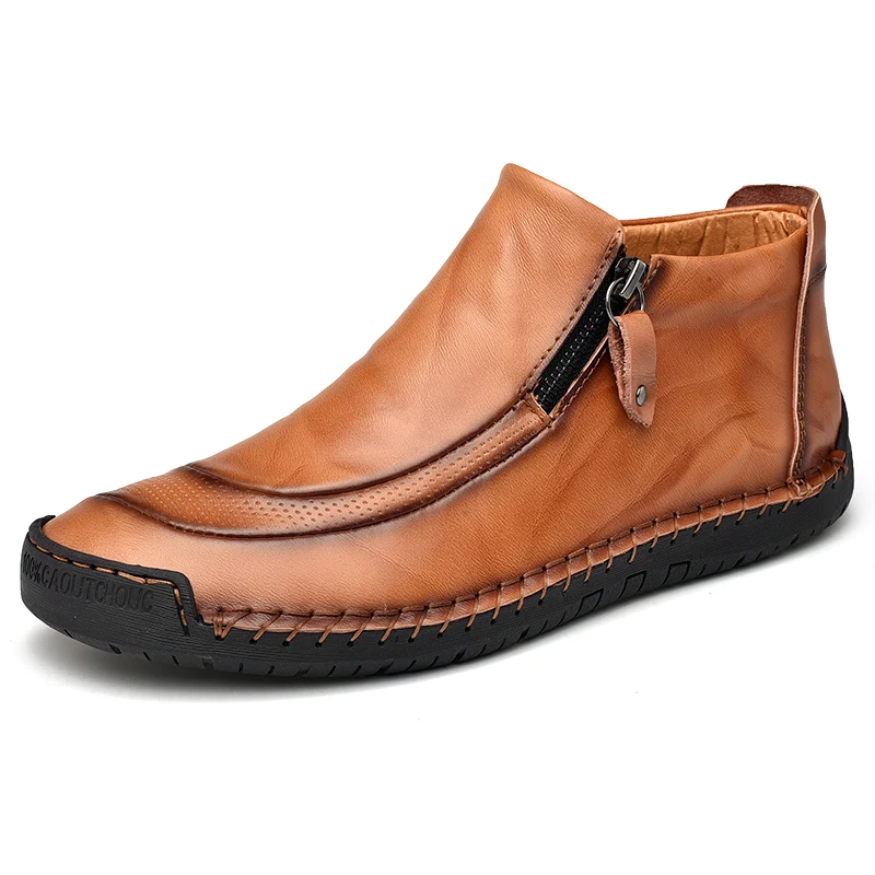 Popular Men's High-top Shoes in Autumn Winter Outdoor Travel Shoes Handmade Soft Soled Men's Casual Shoes Simple Ankle Boots