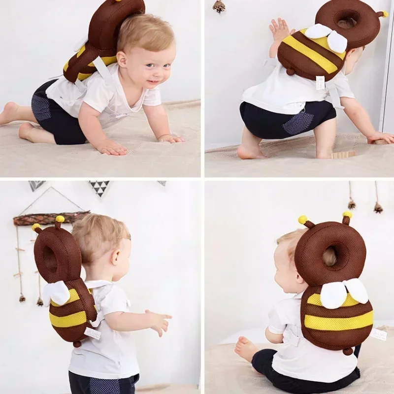 Baby Head Bee Back Protector Children Safe Protect Pillow Learn Walk Head Protector Cartoon Cushion Anti Fall Backward Cap Carry