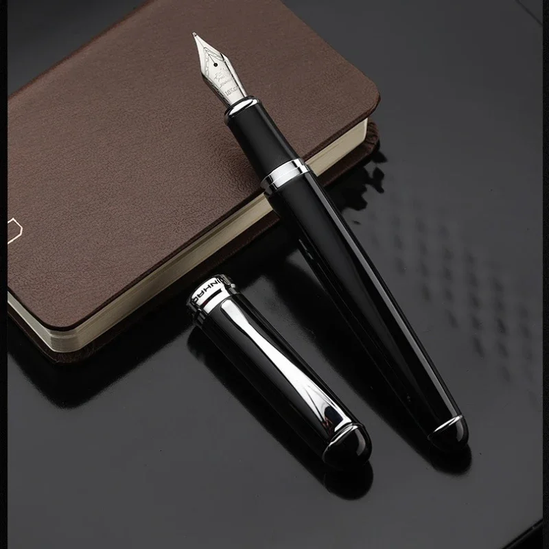 Luxury Jinhao X750 Fountain Pen Silver Stainless Steel Medium 18KGP Nib School Office Supplies Ink Pens Gift Stationery 3