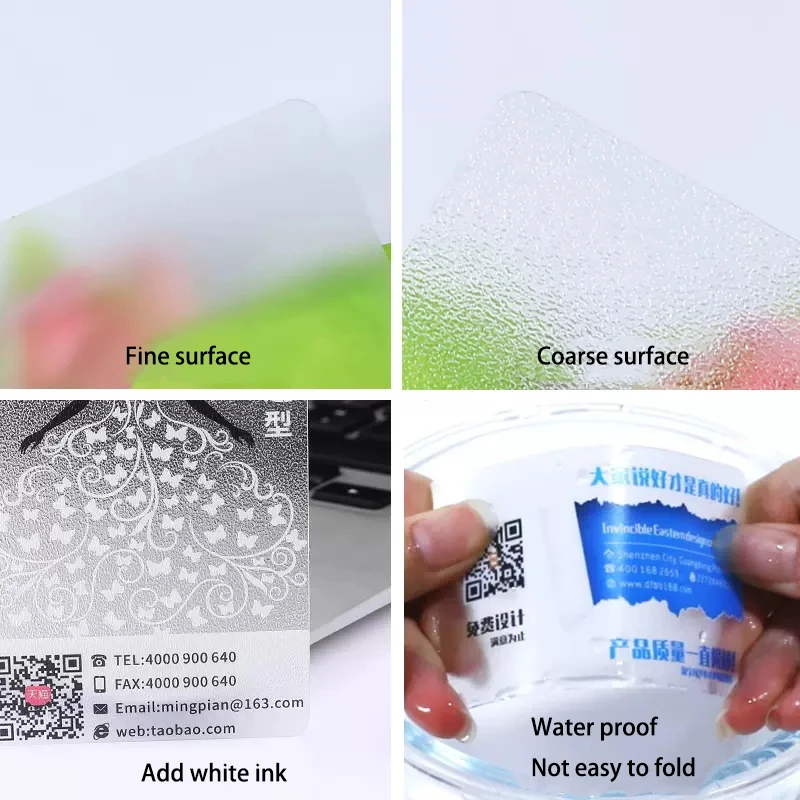 Cartão de Pvc Transparente Personalizado Identidade Plástica Impermeável para Visita de Negócios Cantos Redondos um Lado Adicionar Tinta Branca 200 Pcs 500 Pcs - Imagem 6