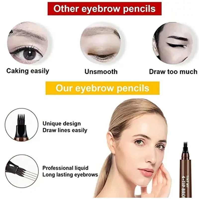 4-Fork Eyebrow Pencil Waterproof Liquid Eyebrow Pen Makeup Long Lasting Tattoo Pen Microblade Makeup Brow Pencil Cosmetic 5