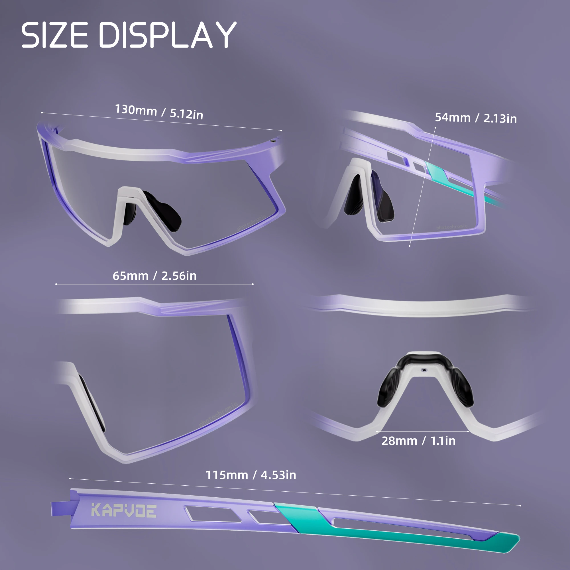Kapvoe Kids Photochromic Sports Sunglasses Child Glasses for Skating Cycling Glasses UV400 Boys Girls Fashion Bike Goggles Cool