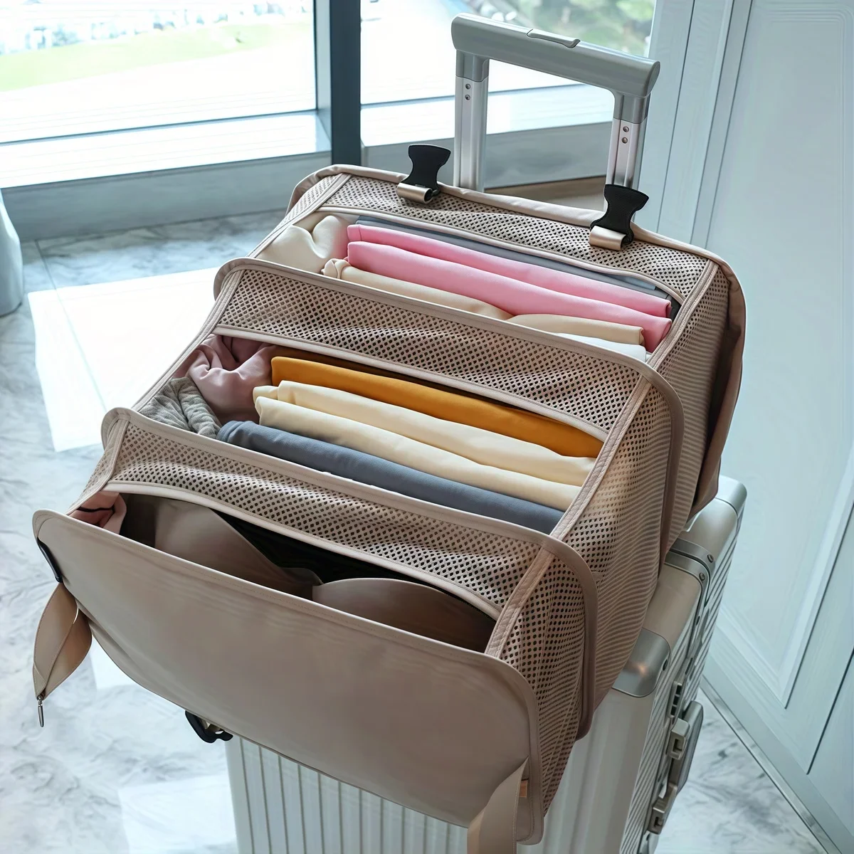1pc Multifunctional Three-layer Hanging Travel Storage Bag Household Supplies Clothing Organizer Closet Organizer