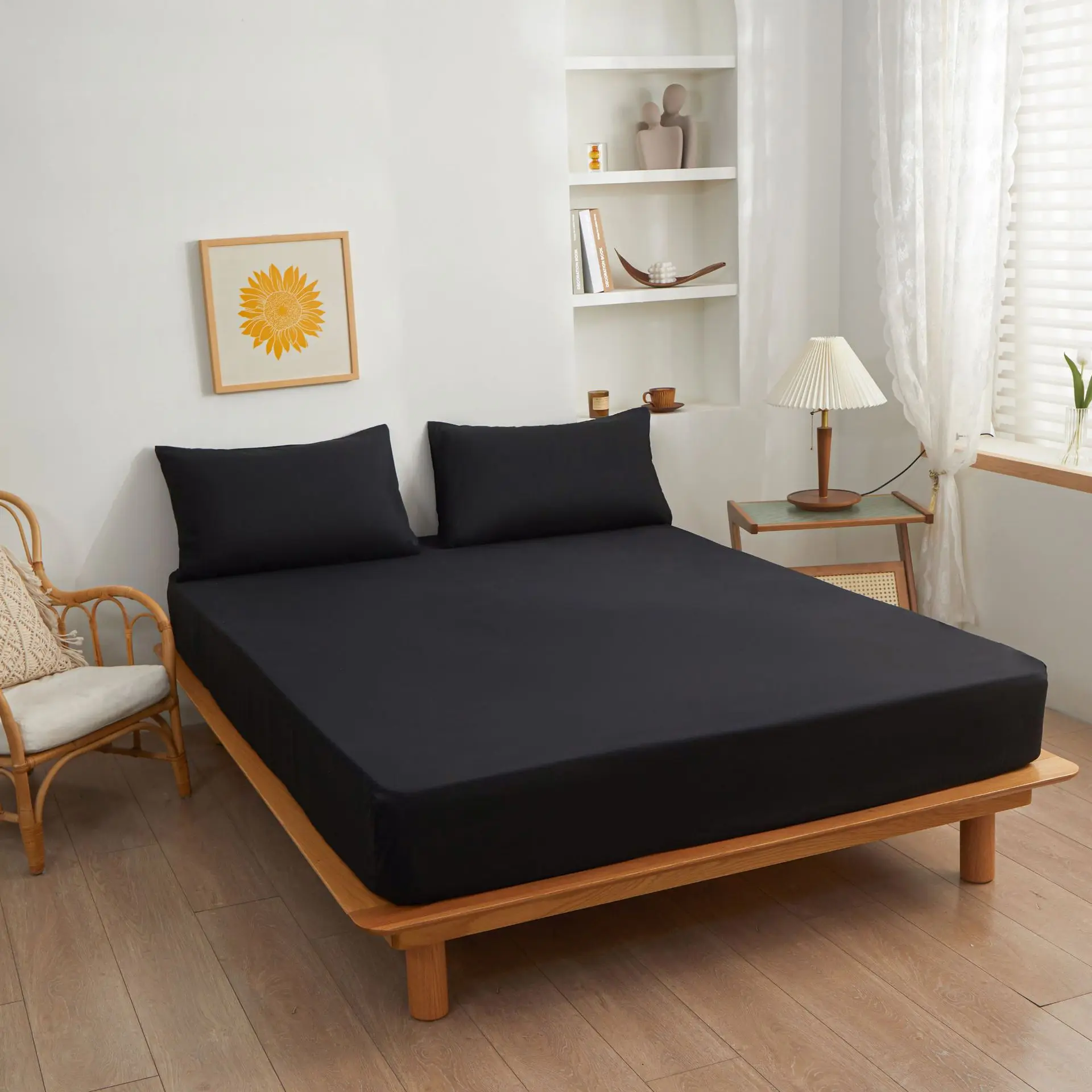 

Pure color mattress cotton bed cover polyester mattress cover sheet dust cover white