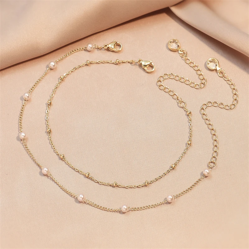 Fashion Cubic Zirconia Geometric Pendant Anklets Women INS Trendy Beach Accessories Hawaii Party Gift Jewelry RAKOL