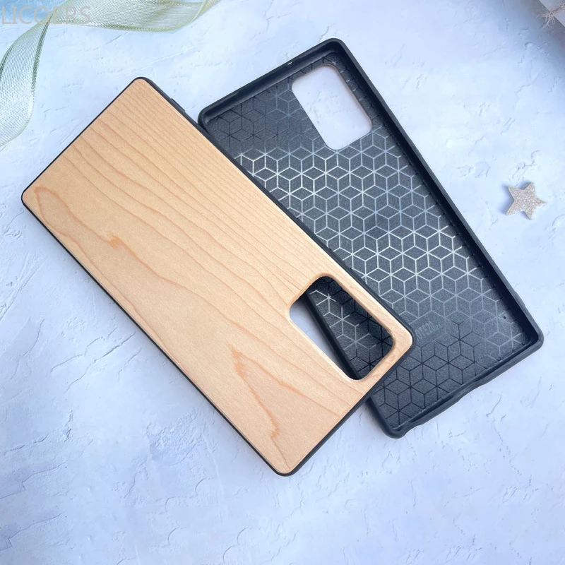 for Samsung Galaxy S25 S24 S23 S22 S21 FE Note 20 S20 Ultra Plus Case Thin Solid Natural Wood Cherry Walnut Bamboo Cover Shell — view 3