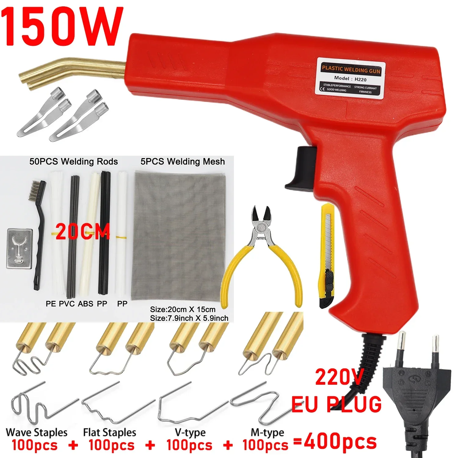 150W Plastic Welding Hot staplercar Bumper Repair Kit Hot Stapler Welding Repair Machine welding Gun 2