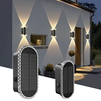 2/4 Pack Solar Fence Lights 3 Modes LED Lens Solar Lights Up & Down Solar Wall Lights for Yard, Pool, Porch, Patio, Railing