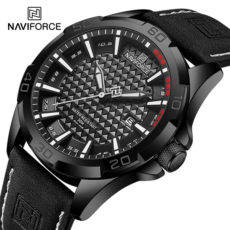 

NAVIFORCE Original Fashion Wild Watches for Men Waterproof Leather Man Wristwatch Quartz Calendar Clock Relogios Masculino 8023