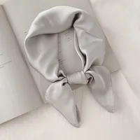 Luxury Solid 70*70cm Silk Square Scarf Women Soft Satin Hairband Neckerchief Tie Female Headband Foulard Bag Ribbon Gift 6