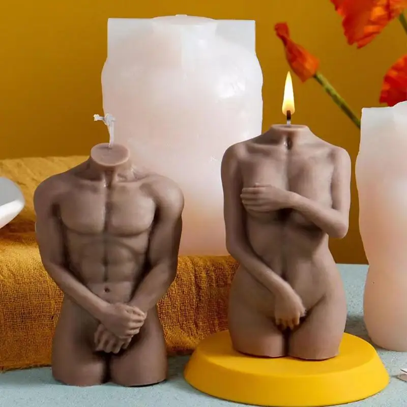 Silicone Human Body Candle Mold Shy Nude Man Woman Figure DIY Soap Mould For Making Candle Aesthetic House Decor