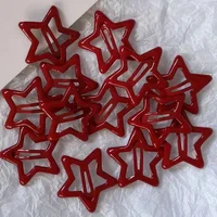 10 Pcs/Lot Red Star Snap Hair Clips for Girls Waterdrop Barrettes Black Hairpin Women Silver BB Kawaii Hair Accessories 6