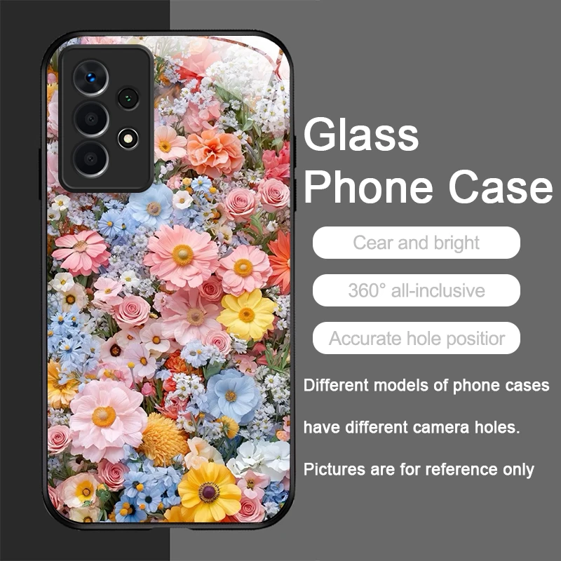 Floral Luxury Fresh Flower Pattern Glass Phone Case
