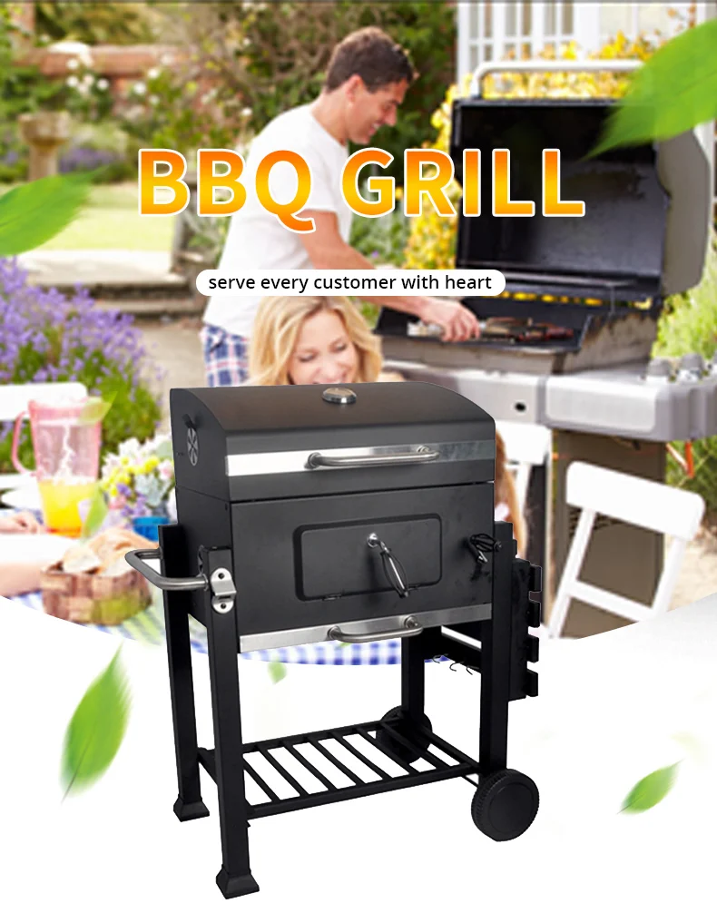 Description Picture 2 of itemBbq Table Grill Bbq Outdoor Kitchen Stainless Steel Industrial Grill Square Trolly Charcoal Grill