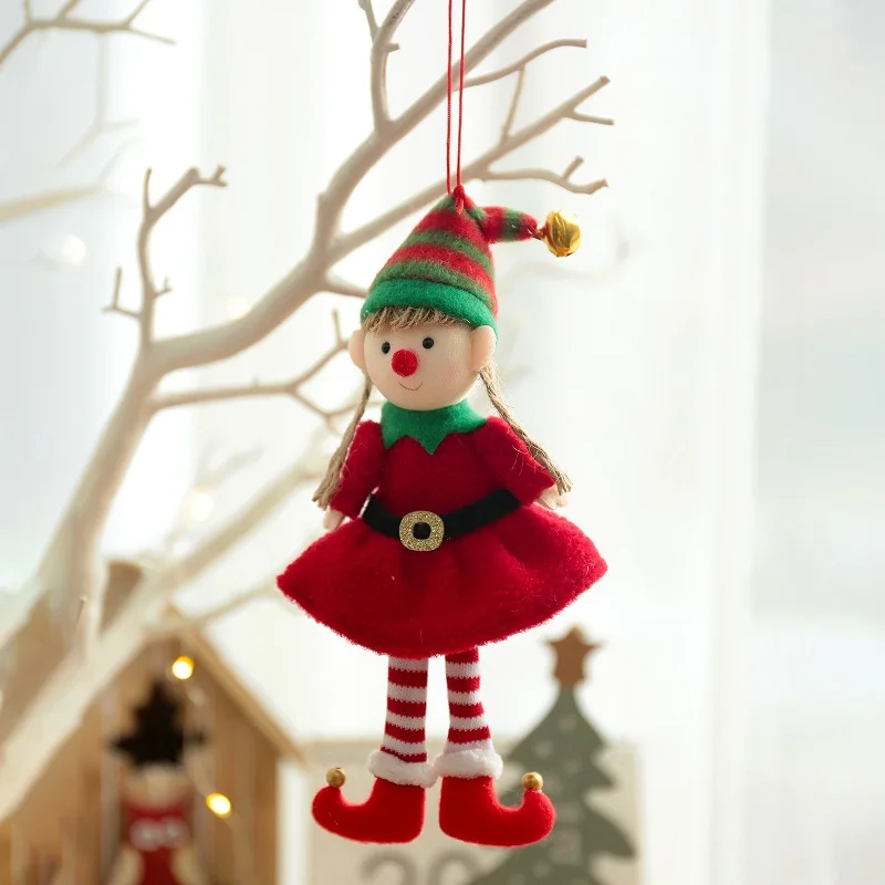 New Year 2024 Christmas Elf Doll Ornaments Xmas Tree Hanging Pendant Navidad 2023 Santa Kids Gift Christmas Home Decoration