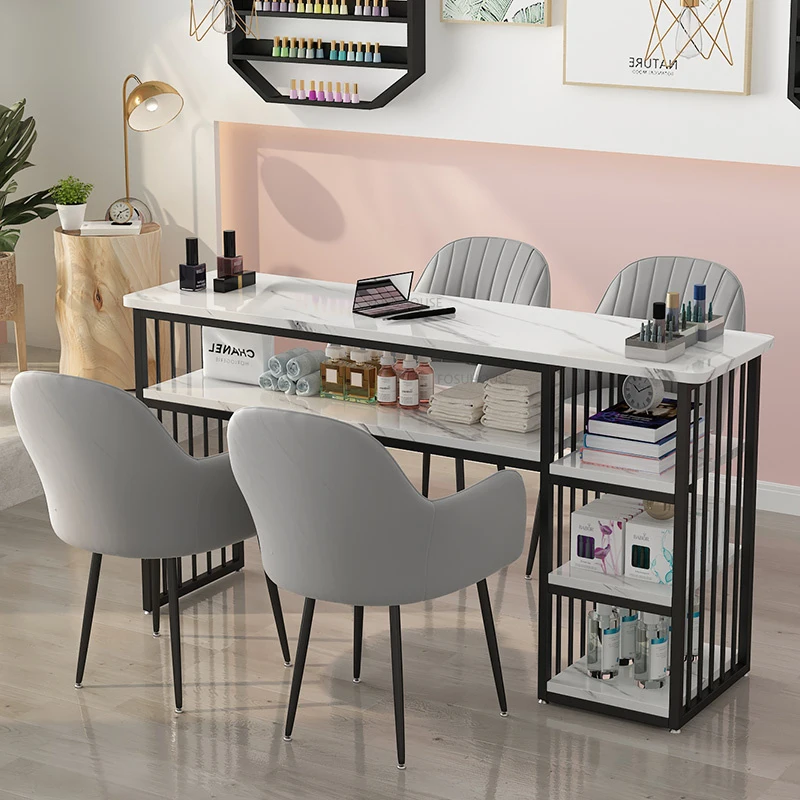 Nordic Wrought Iron Manicure Station for Commercial Furniture Nail Tables Simple Economical Upscale Professional Manicure Table